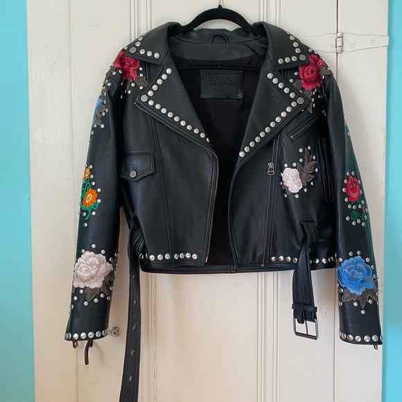 NWOT Carmar Embroidered Leather Jacket